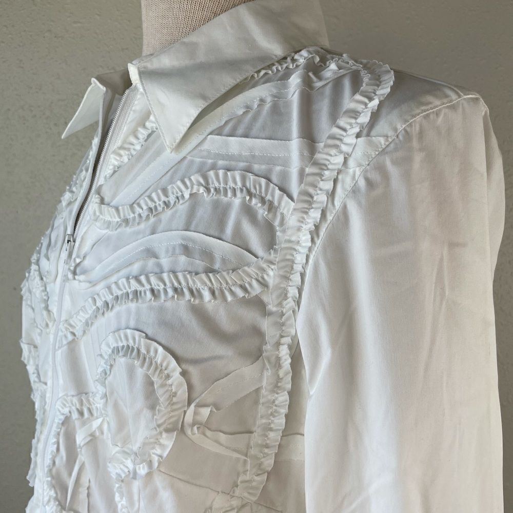NWT Multiples White Full Zip Jacket Top - Picture 4 of 8